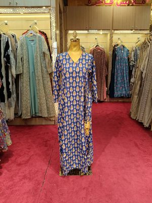 12-13 Year Qifa Printed Cotton Girls Dress 50&quot; Long Jalabiya