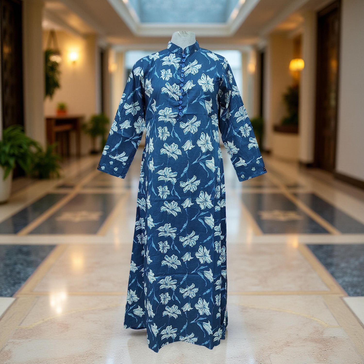 XS/S Sofi Printed Cotton Dress 54&quot; Long Jalabiya