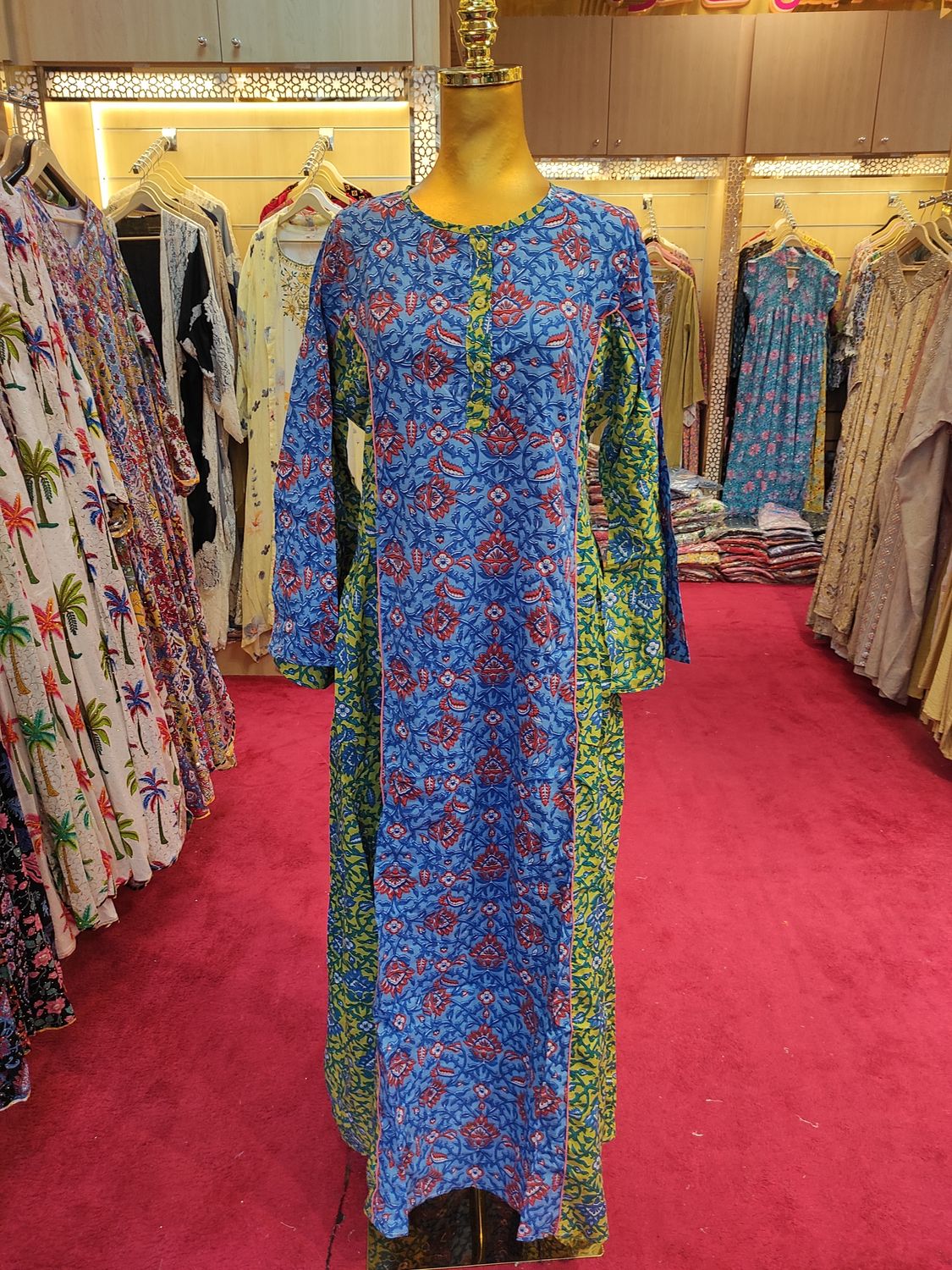 S/M Mahdis Printed Cotton Dress 57&quot; Long Jalabiya