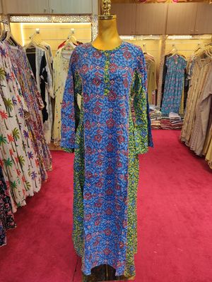 S/M Mahdis Printed Cotton Dress 57&quot; Long Jalabiya