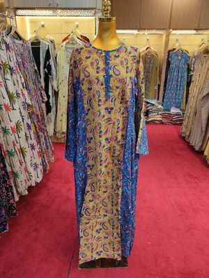 LX-L Mahdis Printed Cotton Dress 57&quot; Long Jalabiya