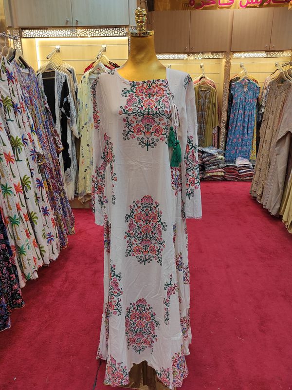 L/XL Cindrella Printed Cotton Dress 57&quot; Long Jalabiya