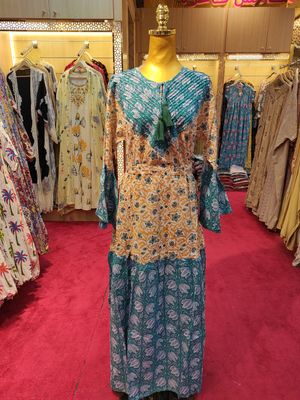 L/XL Adn Printed Cotton Dress 57&quot; Long Jalabiya