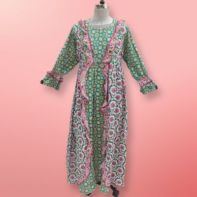 S/M Myza Printed Cotton Dress 57&quot; Long Jalabiya