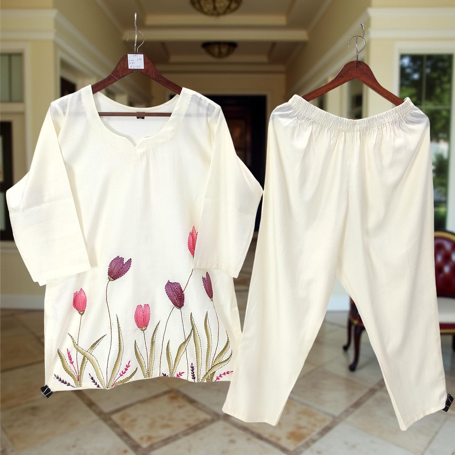 L/XL Round Neck Cotton Printed Short Co-ord Set
