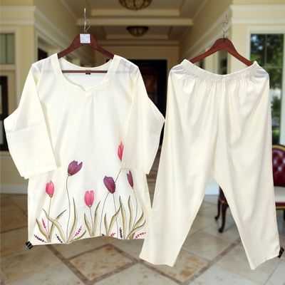 L/XL Round Neck Cotton Printed Short Co-ord Set
