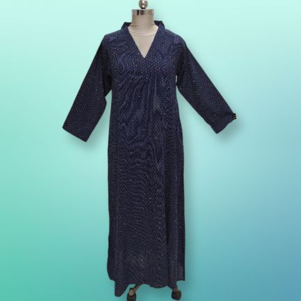 S/XS Teena Crystal Blue Cotton Dress 56&quot; Long Jalabiya