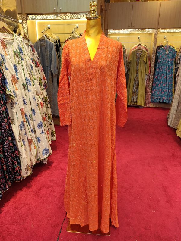 S/M Teena Crystal Cotton Dress 56&quot; Long Jalabiya