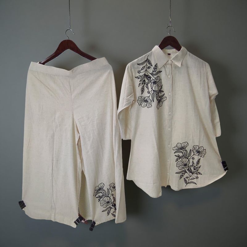L/XL Collar Neck Cotton Printed Short Co-ord Set