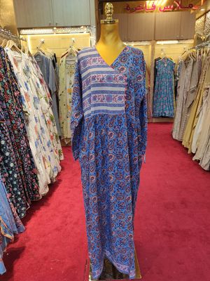 2XL/3XL  Printed Cotton Dress 57&quot; Long Jalabiya