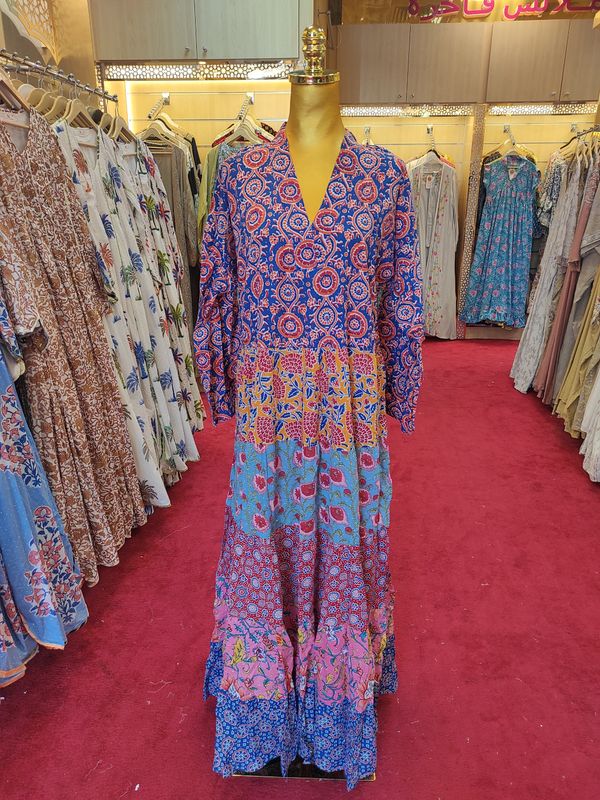 L/XL Teena Crystal Cotton Dress 56&quot; Long Jalabiya