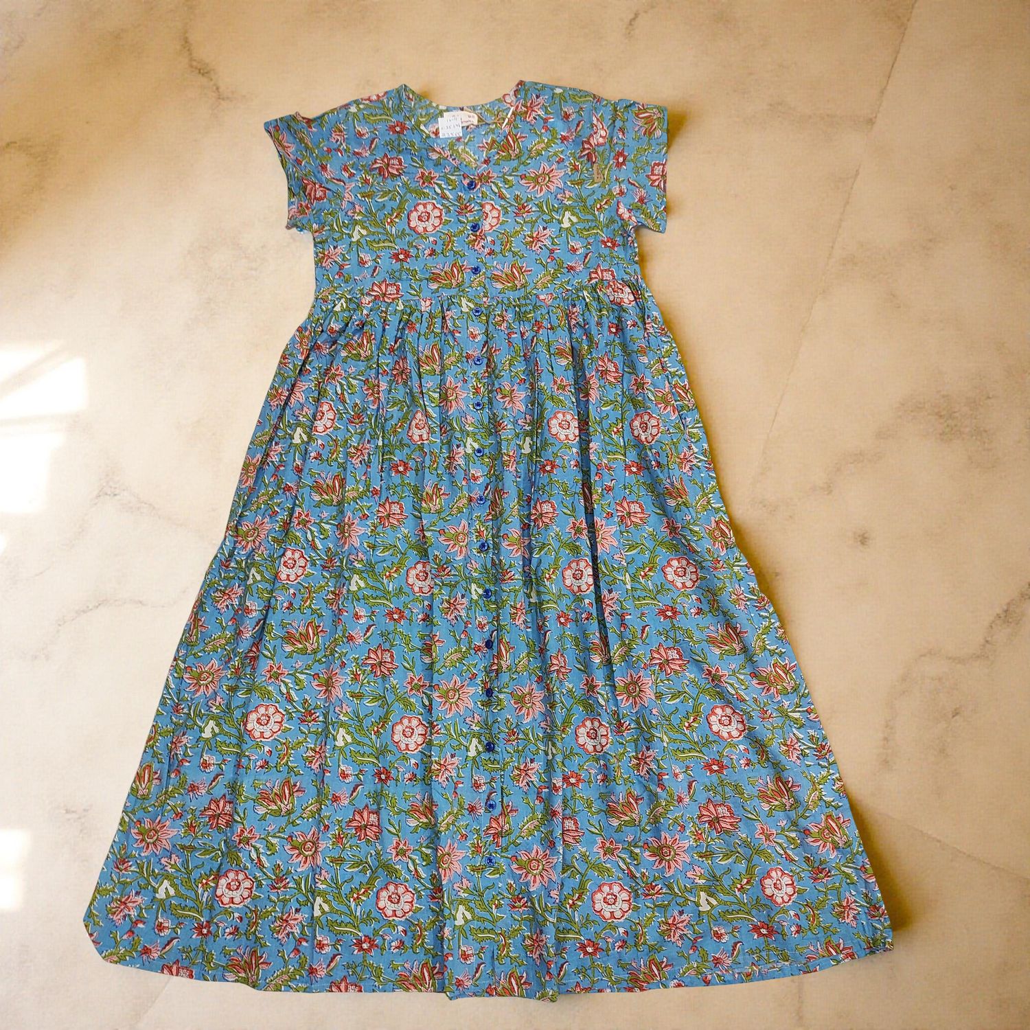 10-11 Year Precious Printed Cotton Girls Dress Long 47&#39;&#39; Jalabiya