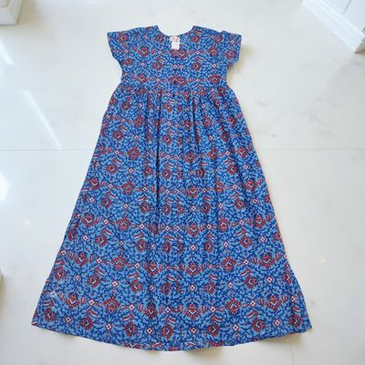 12-13 Year Precious Printed Cotton Girls Dress Long 50&#39;&#39; Jalabiya