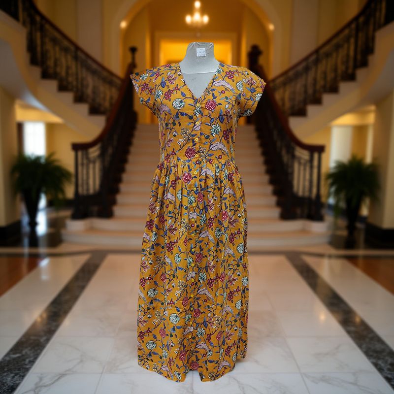 XS/S Precious Printed Cotton Dress 54&quot; Long Jalabiya