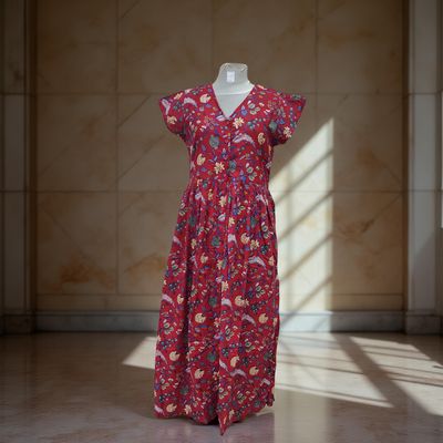 XS/S Precious Printed Cotton Dress 54&quot; Long Jalabiya
