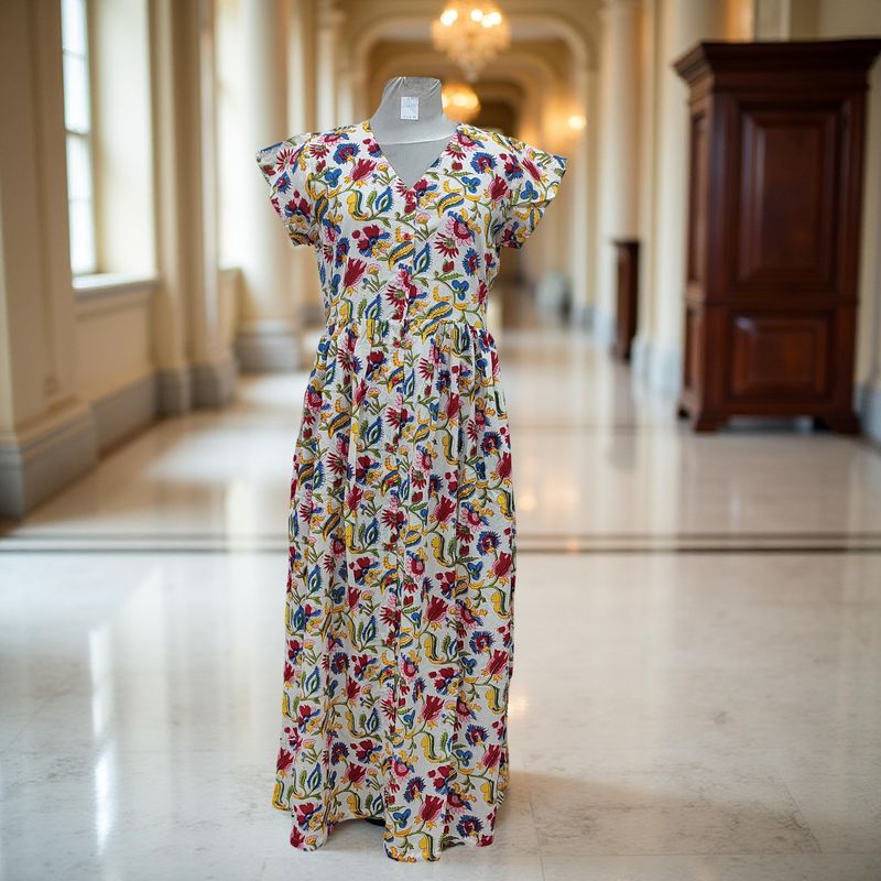 S/M Precious Printed Cotton Dress 57&quot; Long Jalabiya