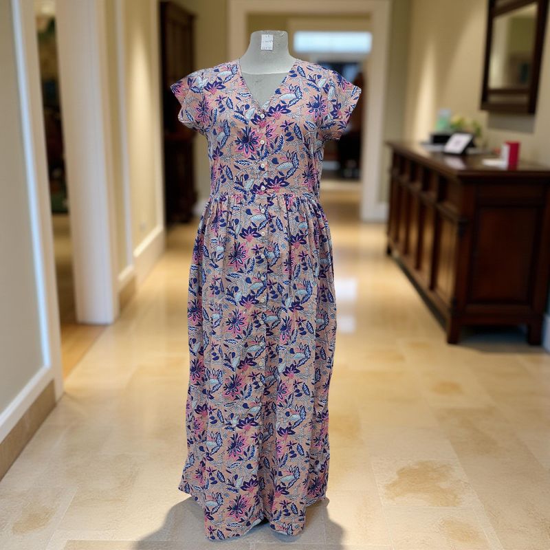 S/M Precious Printed Cotton Dress 57&quot; Long Jalabiya