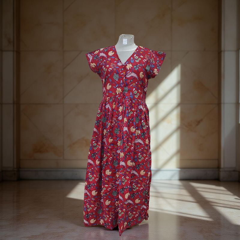 2XL/3XL Precious Printed Cotton Jalabiya Dress 57&quot; Long
