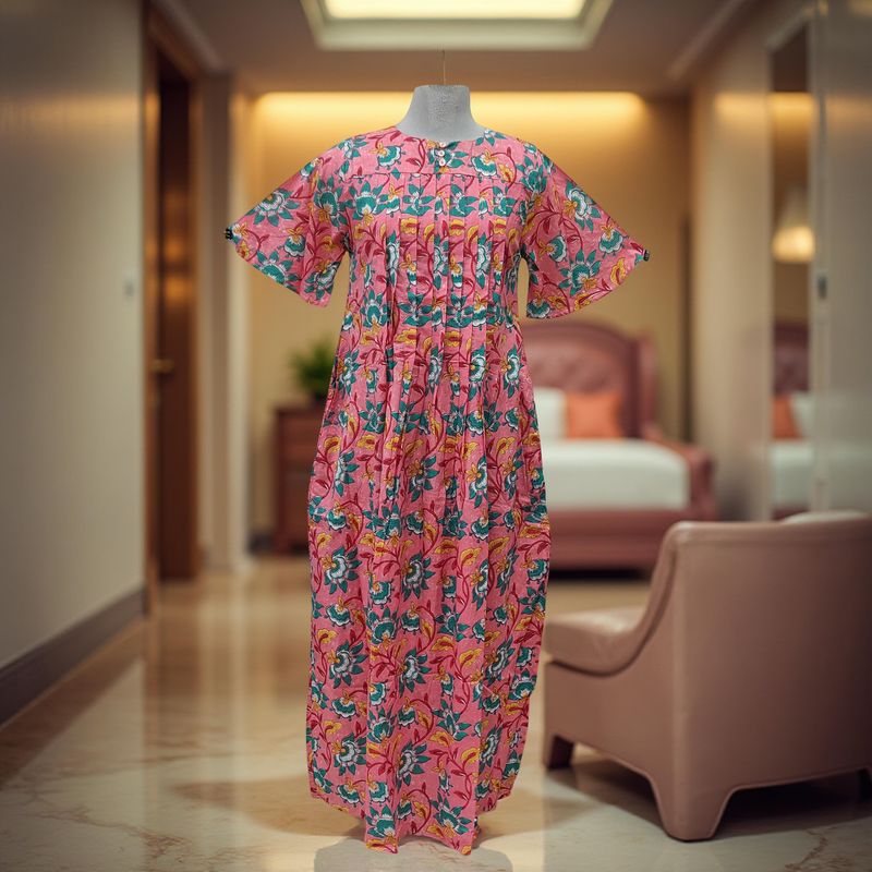 12-13 Year Nahla Printed Cotton Girls Dress 50&quot; Long Jalabiya