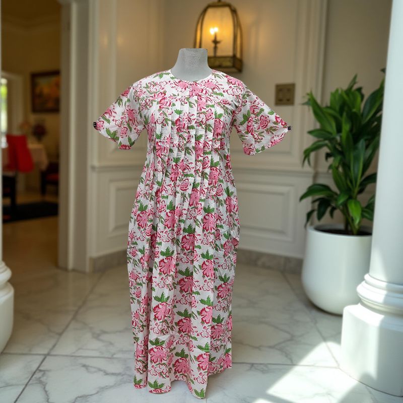 12-13 Year Nahla Printed Cotton Girls Dress 50&quot; Long Jalabiya