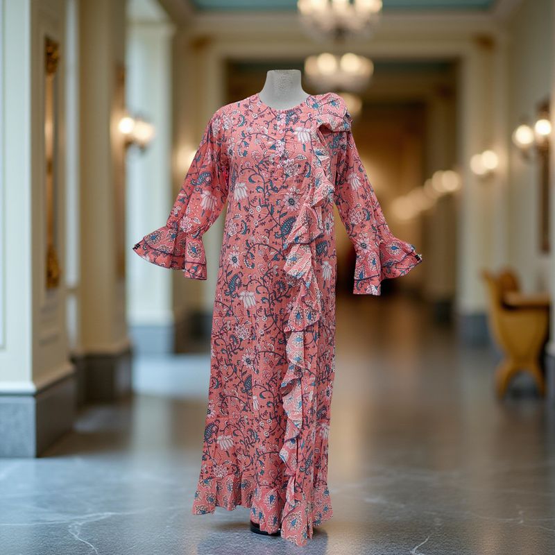 XS/S Princess Printed Cotton Dress 54&quot; Jalabiya