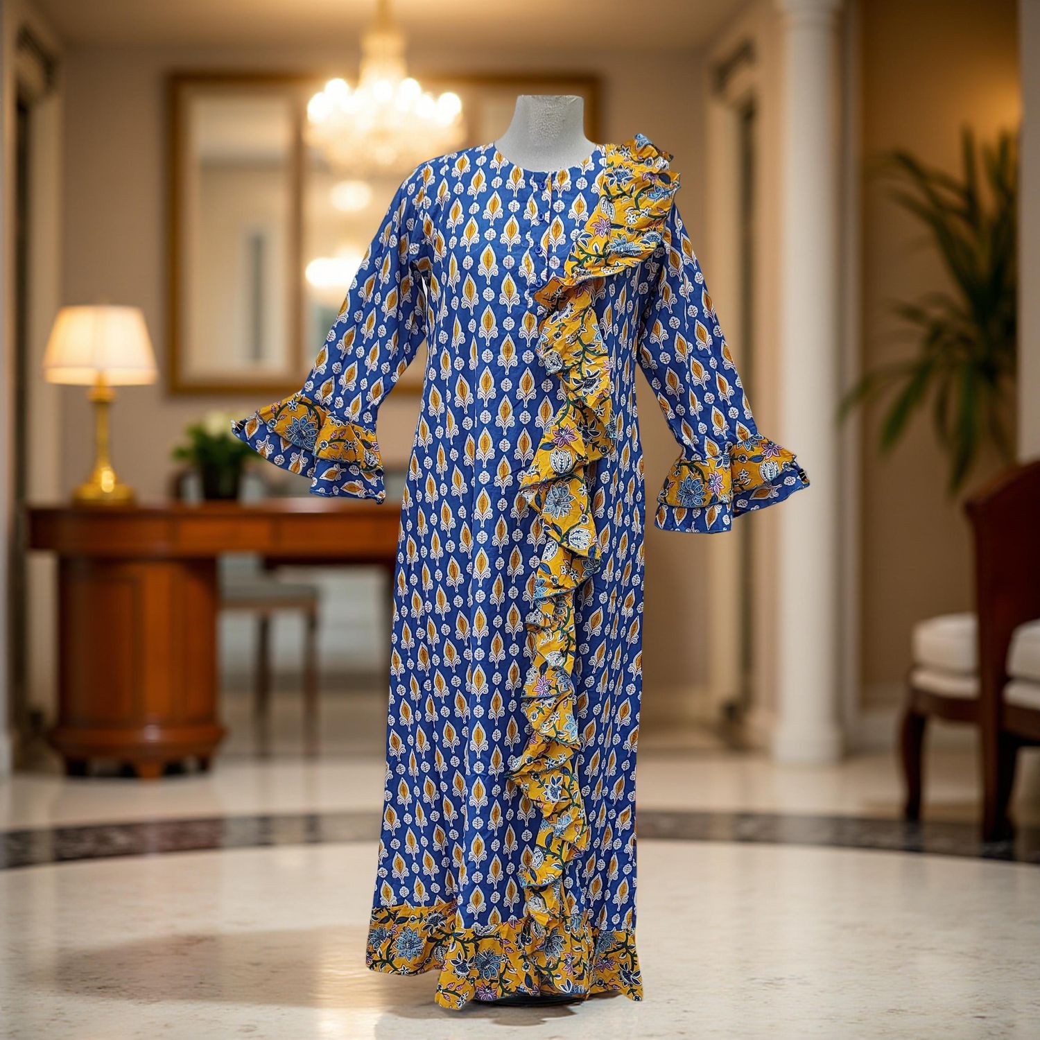 XS/S Princess Printed Cotton Dress 54&quot; Jalabiya