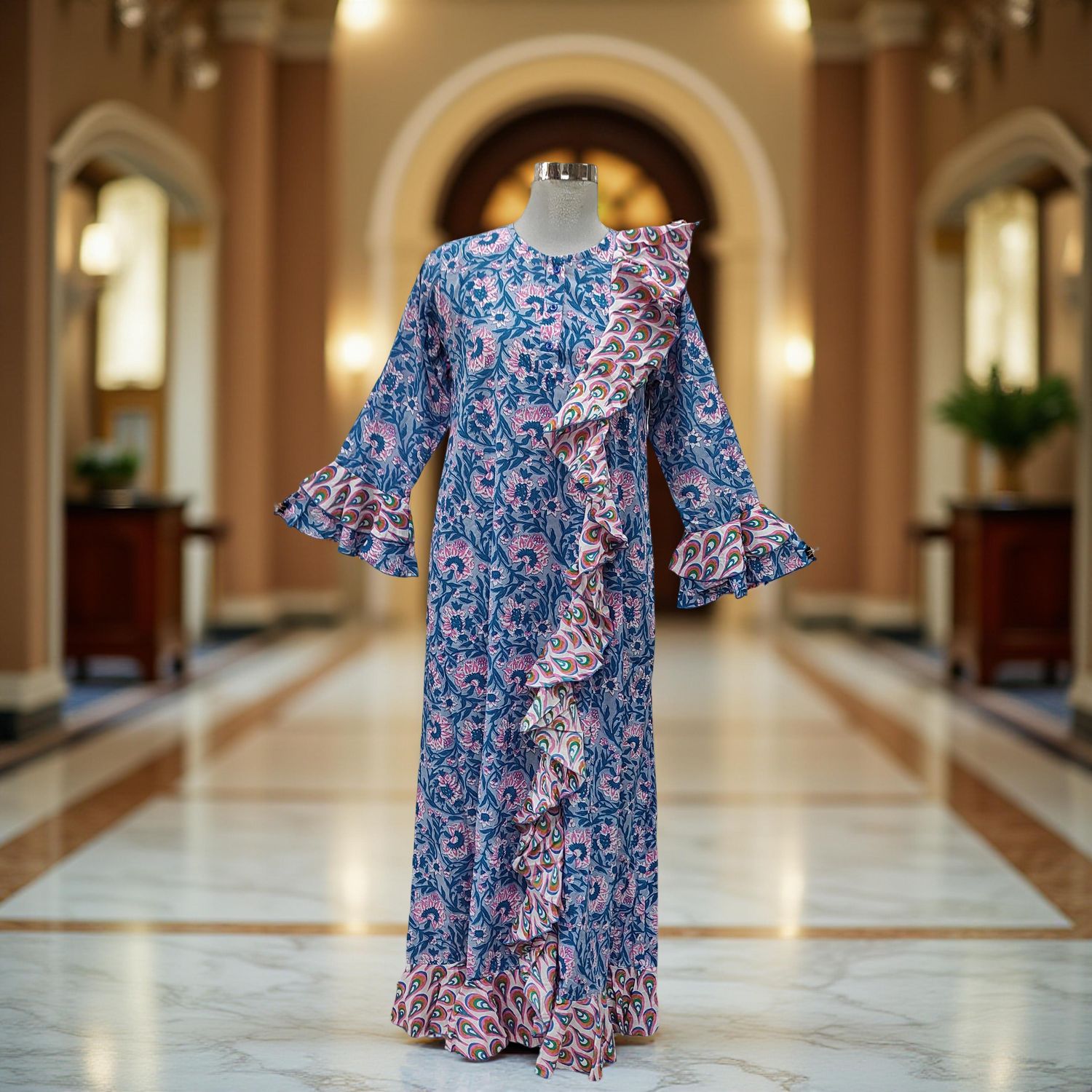 XS/S Princess Printed Cotton Dress 54&quot; Jalabiya