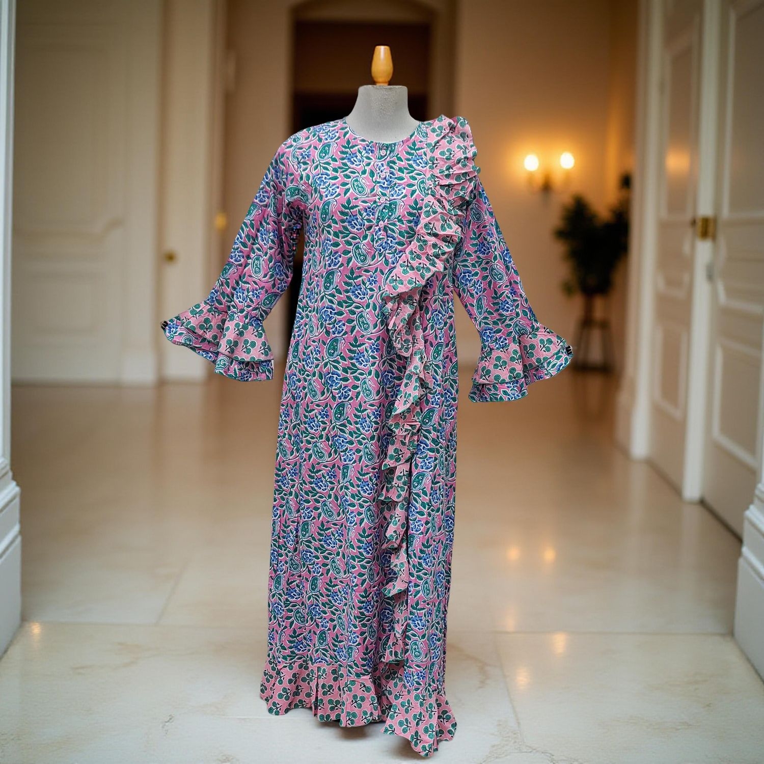 S/M Princess Printed Cotton Dress 57&quot; Jalabiya