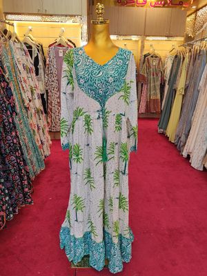 2XL/3XL Special Printed Cotton Dress 57&quot; Long Jalabiya
