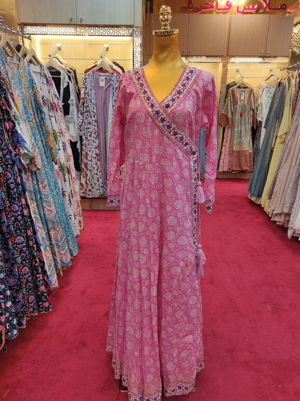 XS/S Priam Printed Cotton Dress 54&quot; Long Jalabiya