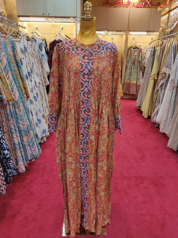 L/XL  Aafreen Printed Cotton Dress 57&quot; Long Jalabiya