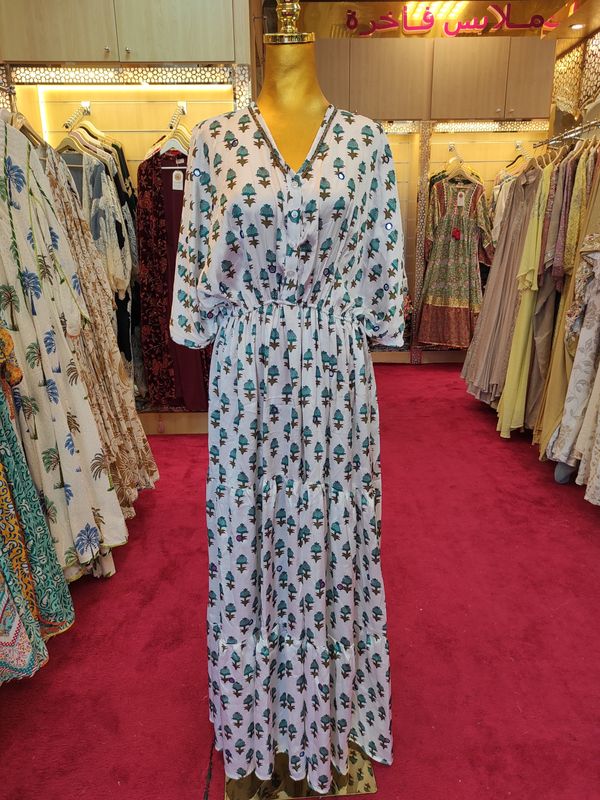 Free Size Farasha Silk Kaftan  Dress 57&quot; Long Jalabiya