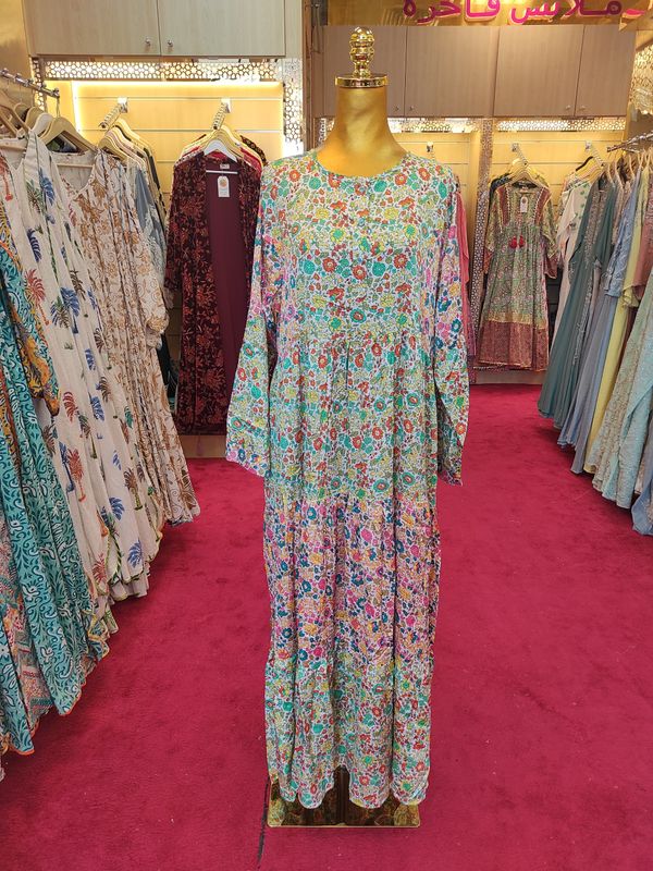 L/XL Special Crystal Silk Printed Dress 57&quot; Long Jalabiya
