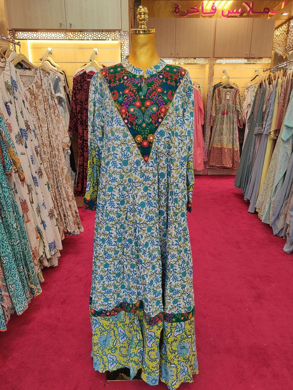 L/XL Special  Printed Cotton Dress 57&quot; Long Jalabiya