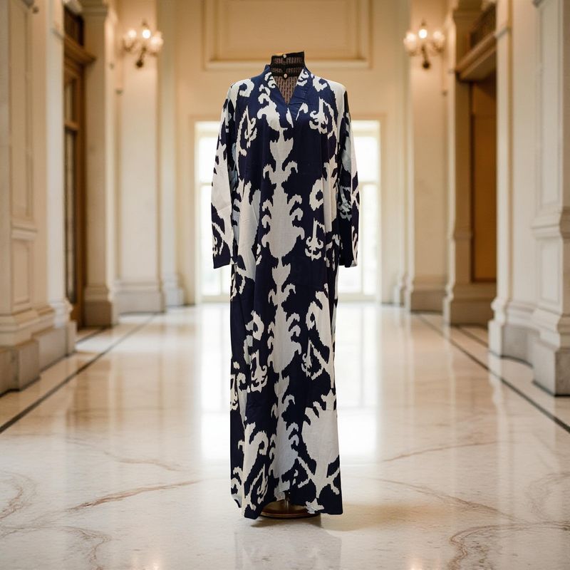 S-M Teena Printed Cotton Dress 57&quot; Long Jalabiya