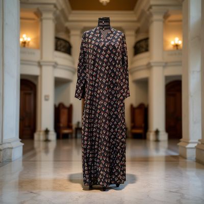 S-M Teena Printed Cotton Dress 57&quot; Long Jalabiya