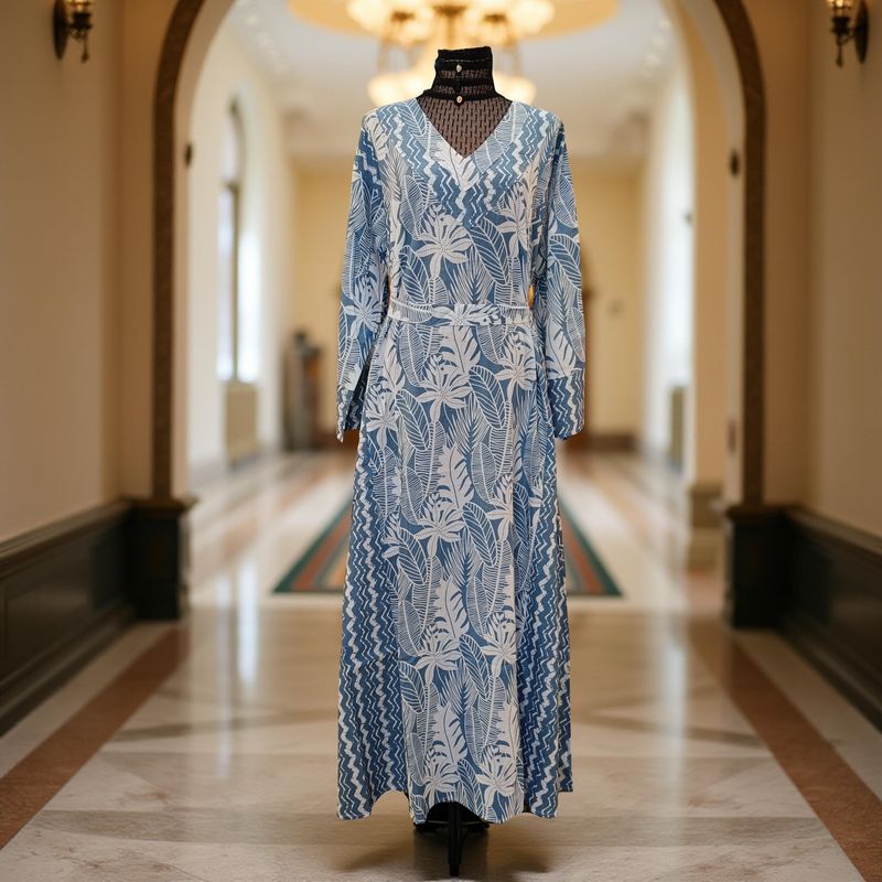 2XL/3XL  Noor Printed Cotton Dress 57&quot; Long Jalabiya