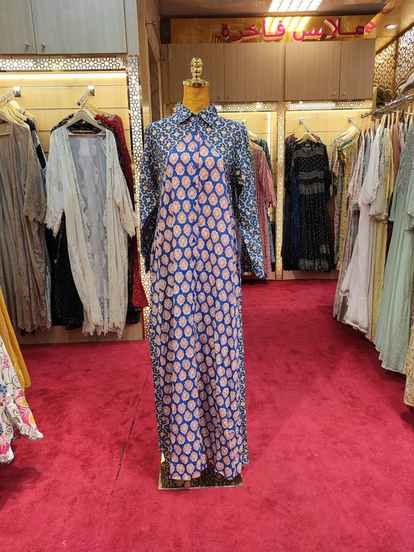 S/XS Honey Printed Cotton Dress 57&quot; Jalabiya