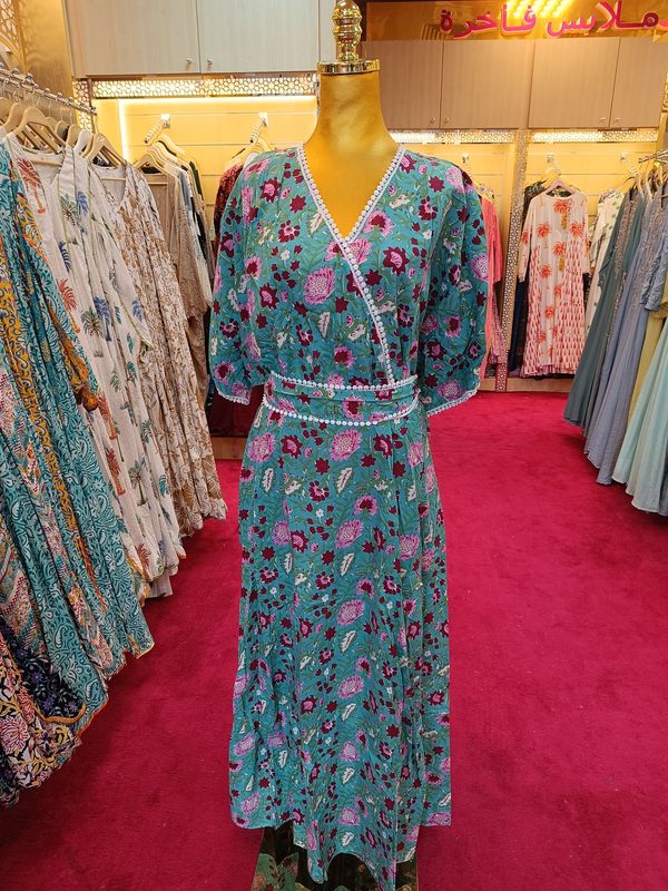 S/M  Printed Cotton  Dress 57&quot; Long Jalabiya