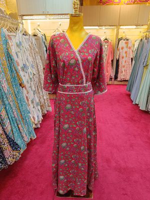 L/XL Nizana Printed Cotton Dress 57&quot; Long Jalabiya