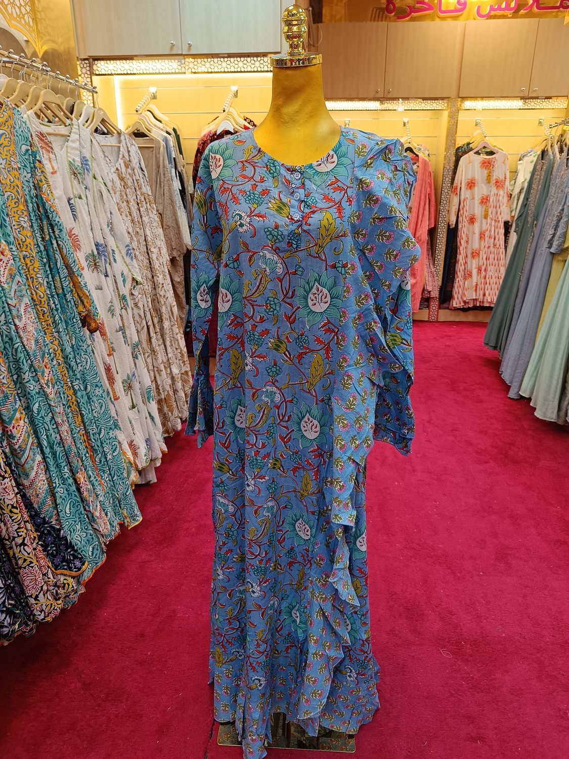 L/XL Princess Printed Cotton Dress 57&quot; Jalabiya