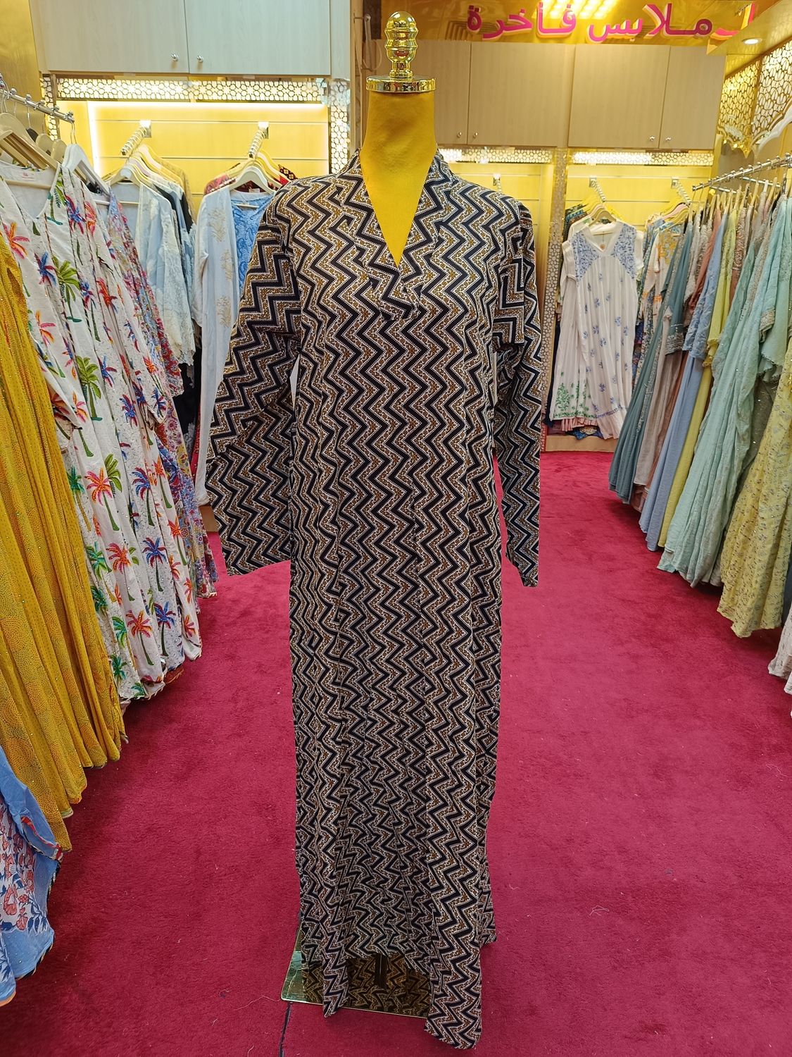 S/M Teena Printed Cotton Dress 57&quot; Long Jalabiya
