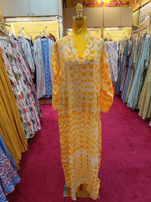S/M Teena Printed Cotton Dress 57&quot; Long Jalabiya