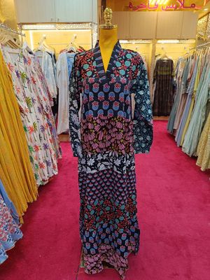 S/M Teena Printed Cotton Dress 57&quot; Long Jalabiya
