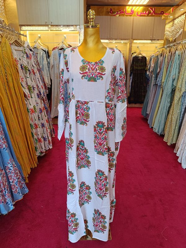 S/M  Printed Cotton Dress 57&quot; Long Jalabiya