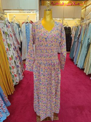 2XL/3XL  Printed Cotton Dress 57&quot; Long Jalabiya
