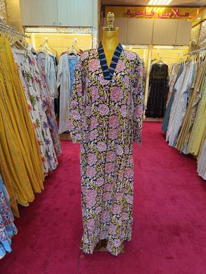 S/M Teena Printed Cotton Dress 57&quot; Long Jalabiya
