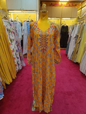 S/M  Printed Cotton Dress 57&quot;Long Jalabiya