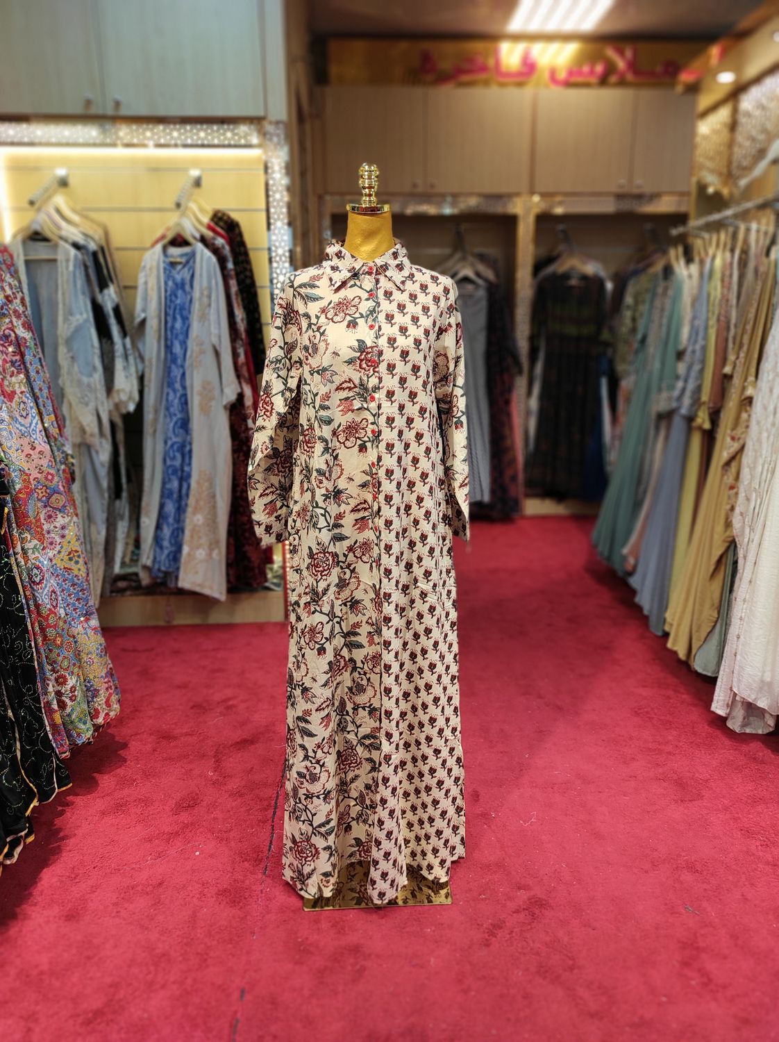 S/M Singapore  Printed Cotton Dress 57&quot; Long Jalabiya