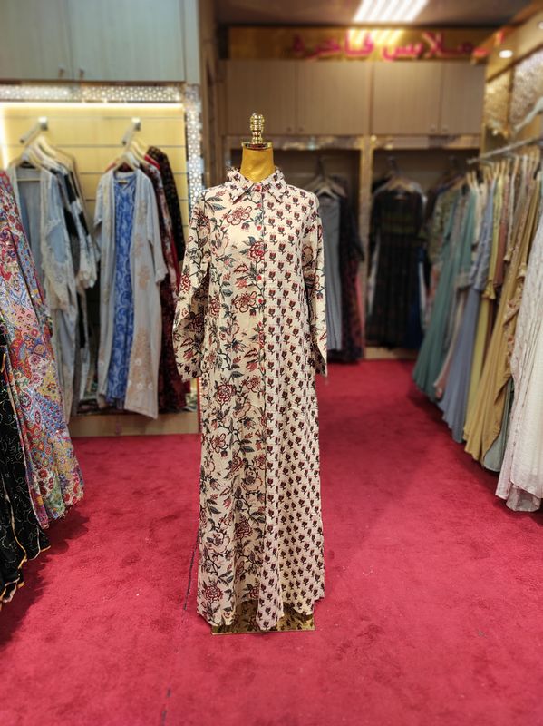 S/M Singapore  Printed Cotton Dress 57&quot; Long Jalabiya